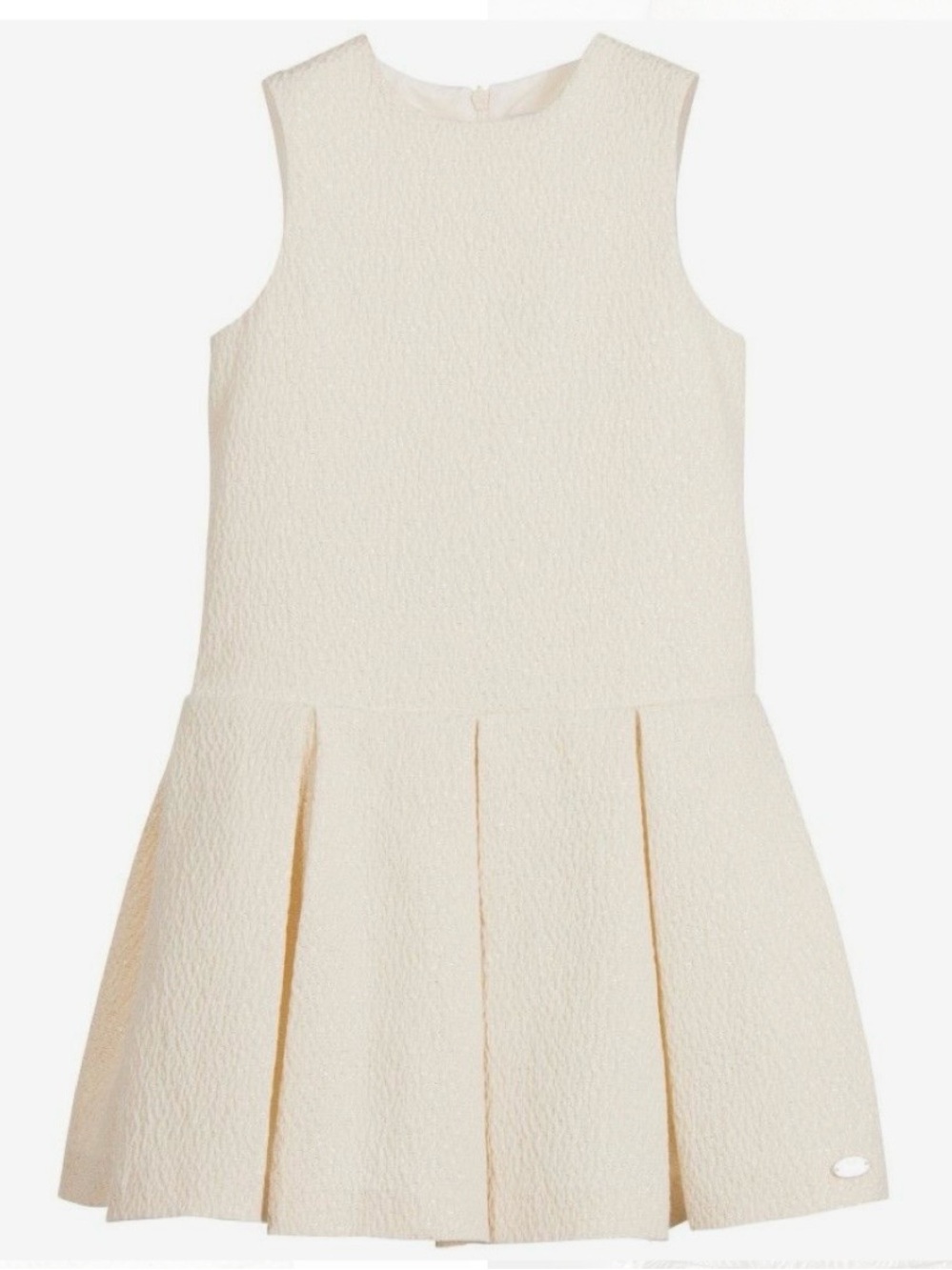Tartine et Chocolat Pleated Jacquard Dress, Ivory, Size 6